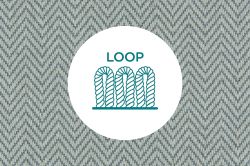 Cross section of yarns in a loop pile carpet